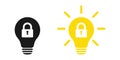 Patent idea protected with light bulb icon. Set of intellectual property icons. Illustration.